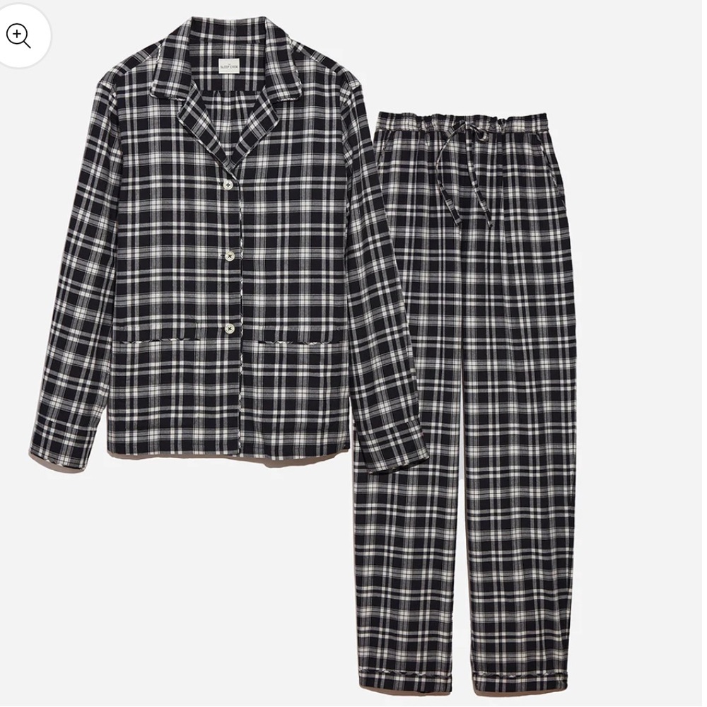 THE SLEEP CODE BRUSHED FLANNEL PLAID LONG PJ SET